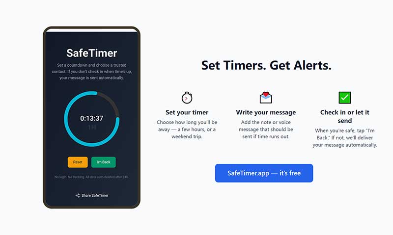 SafeTimer在ProductHunt发布时的网页截图